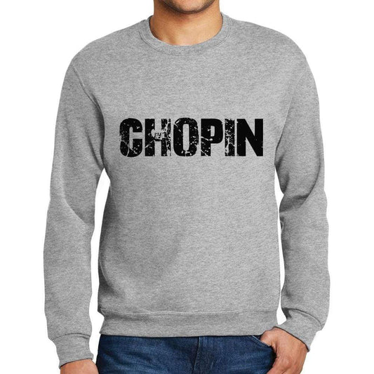 Mens Printed Graphic Sweatshirt Popular Words Chopin Grey Marl - Grey Marl / Small / Cotton - Sweatshirts