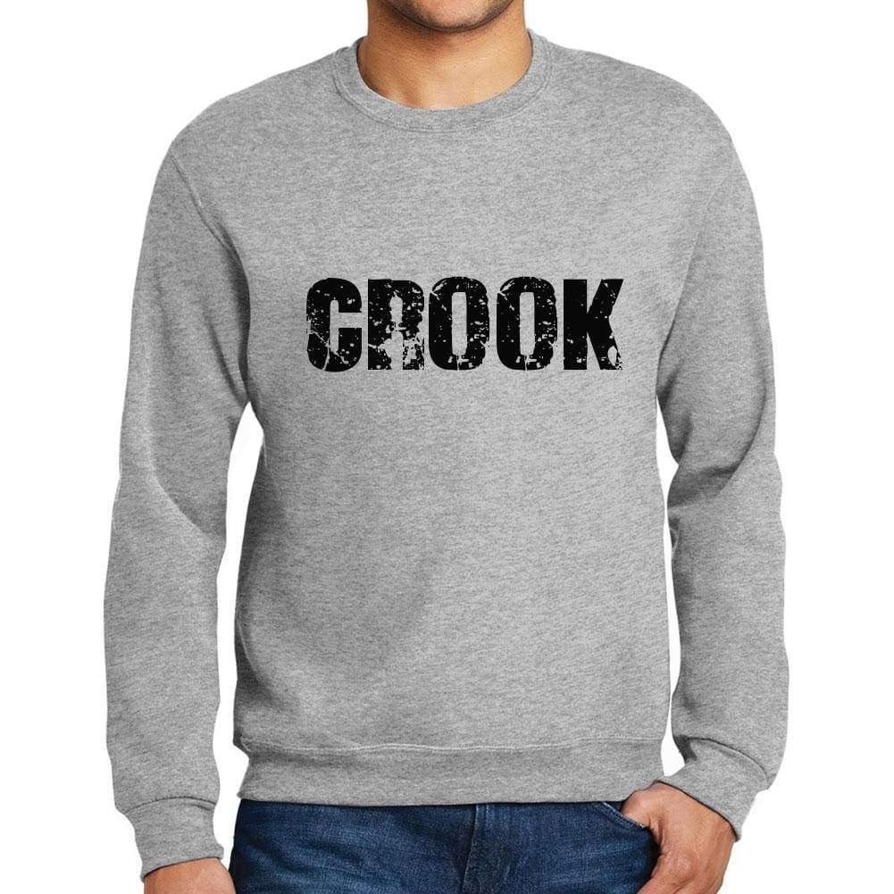 Mens Printed Graphic Sweatshirt Popular Words Crook Grey Marl - Grey Marl / Small / Cotton - Sweatshirts