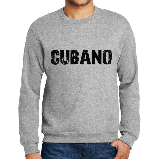 Mens Printed Graphic Sweatshirt Popular Words Cubano Grey Marl - Grey Marl / Small / Cotton - Sweatshirts