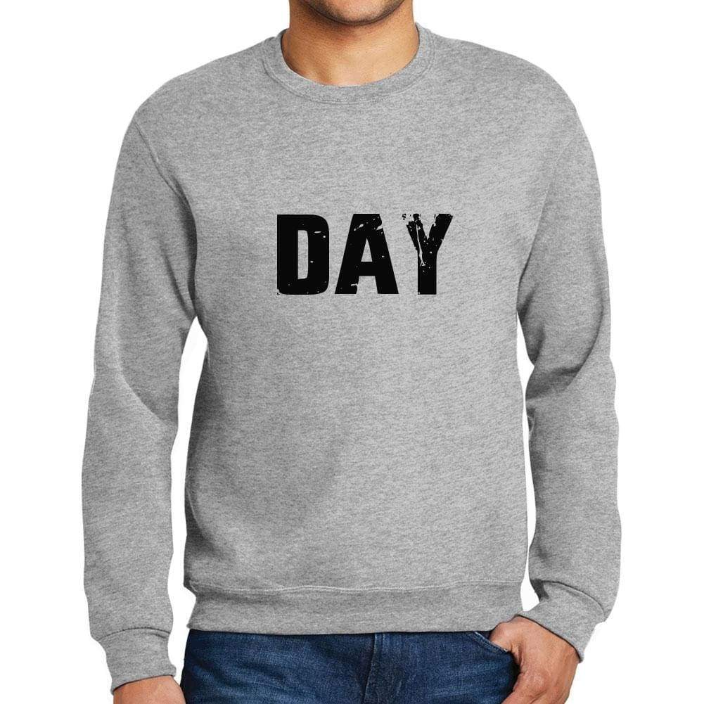 Mens Printed Graphic Sweatshirt Popular Words Day Grey Marl - Grey Marl / Small / Cotton - Sweatshirts