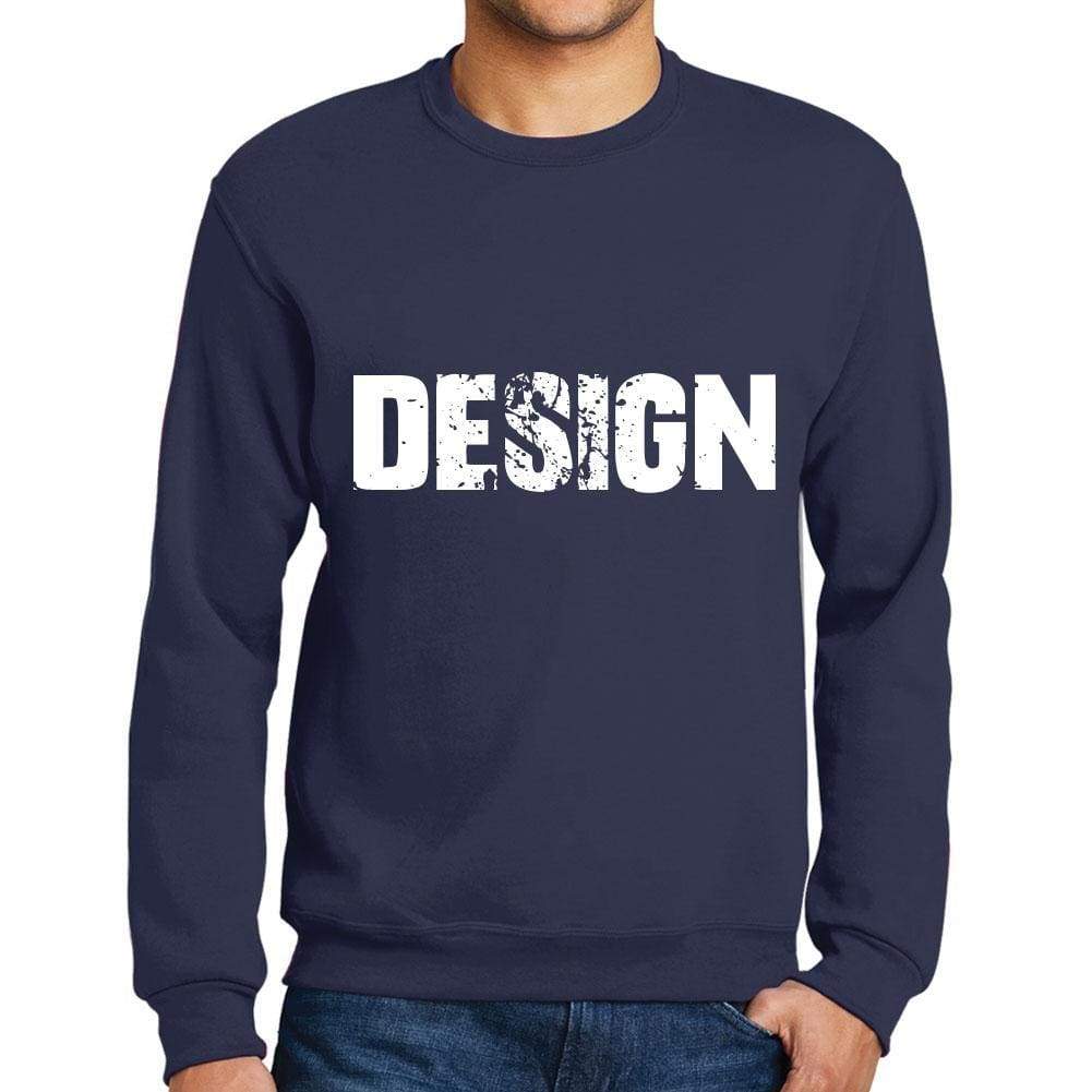 Mens Printed Graphic Sweatshirt Popular Words Design French Navy - French Navy / Small / Cotton - Sweatshirts