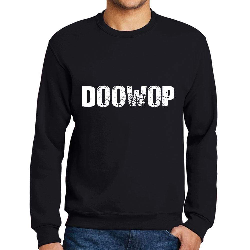 Mens Printed Graphic Sweatshirt Popular Words Doowop Deep Black - Deep Black / Small / Cotton - Sweatshirts