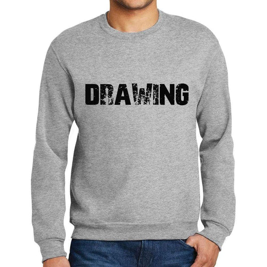 Mens Printed Graphic Sweatshirt Popular Words Drawing Grey Marl - Grey Marl / Small / Cotton - Sweatshirts