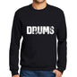 Mens Printed Graphic Sweatshirt Popular Words Drums Deep Black - Deep Black / Small / Cotton - Sweatshirts