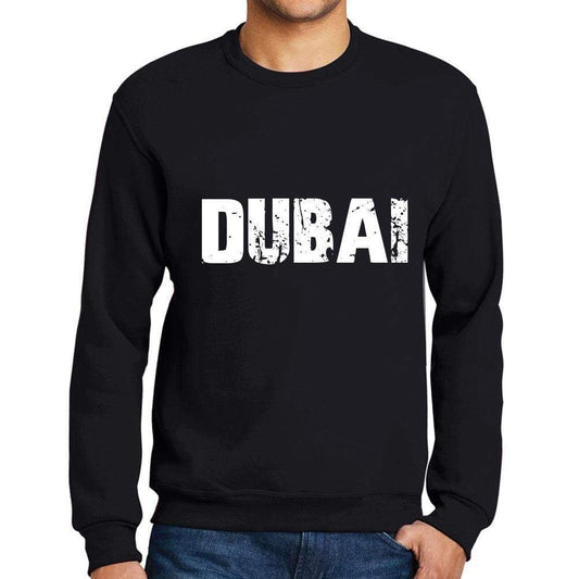 Mens Printed Graphic Sweatshirt Popular Words Dubai Deep Black - Deep Black / Small / Cotton - Sweatshirts