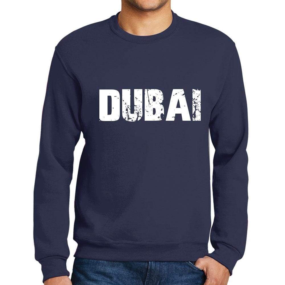 Mens Printed Graphic Sweatshirt Popular Words Dubai French Navy - French Navy / Small / Cotton - Sweatshirts