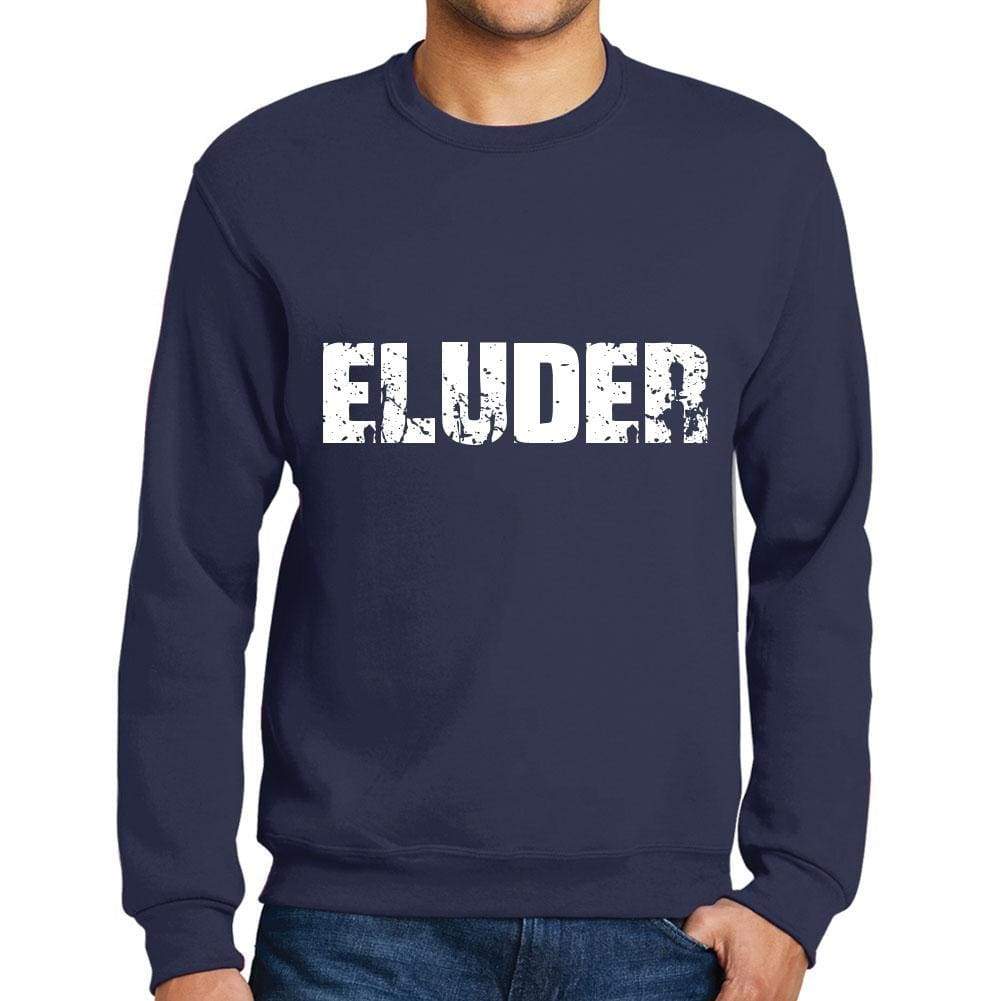 Mens Printed Graphic Sweatshirt Popular Words Eluder French Navy - French Navy / Small / Cotton - Sweatshirts