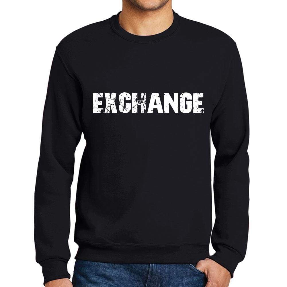 Mens Printed Graphic Sweatshirt Popular Words Exchange Deep Black - Deep Black / Small / Cotton - Sweatshirts
