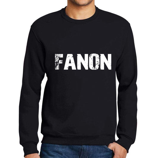 Mens Printed Graphic Sweatshirt Popular Words Fanon Deep Black - Deep Black / Small / Cotton - Sweatshirts