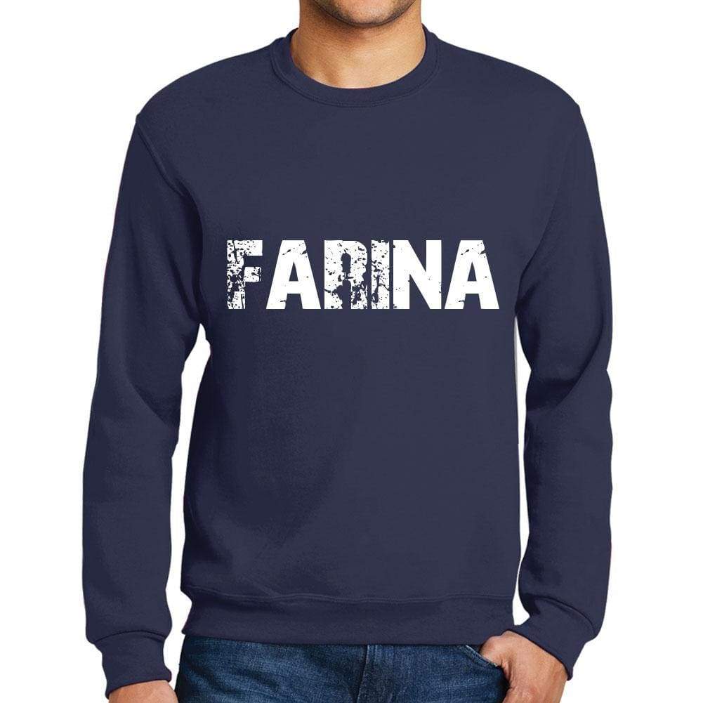 Mens Printed Graphic Sweatshirt Popular Words Farina French Navy - French Navy / Small / Cotton - Sweatshirts