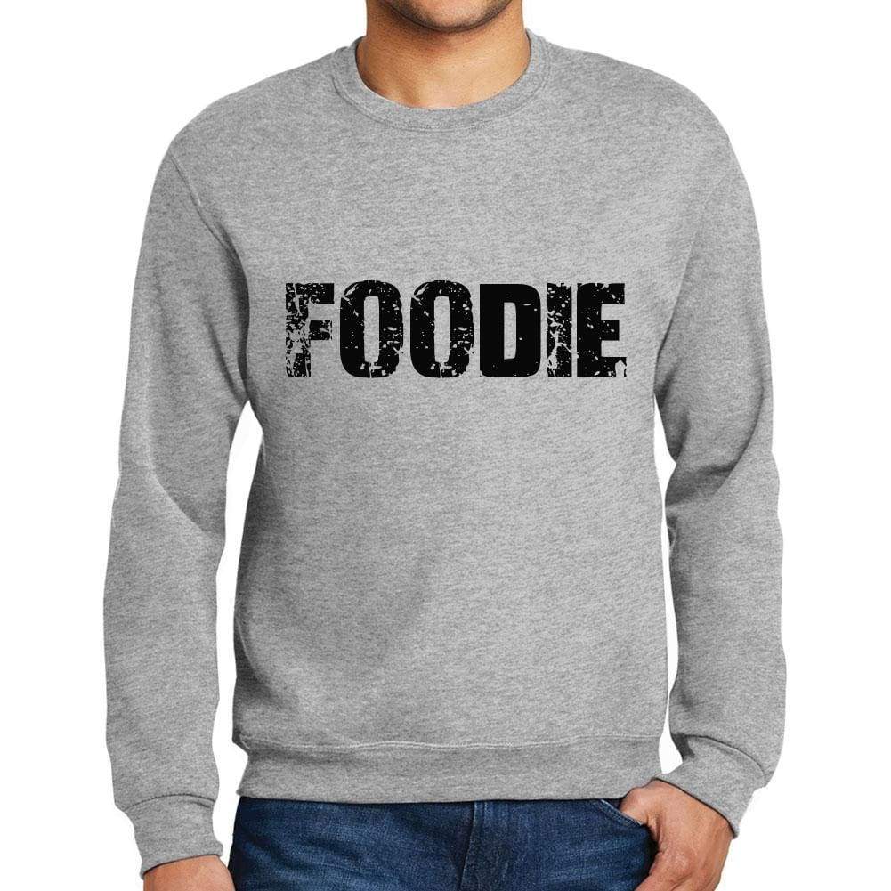 Mens Printed Graphic Sweatshirt Popular Words Foodie Grey Marl - Grey Marl / Small / Cotton - Sweatshirts