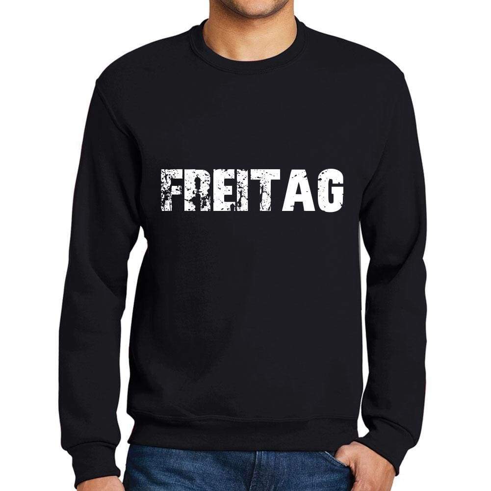 Mens Printed Graphic Sweatshirt Popular Words Freitag Deep Black - Deep Black / Small / Cotton - Sweatshirts