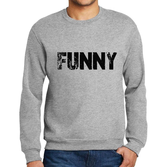 Mens Printed Graphic Sweatshirt Popular Words Funny Grey Marl - Grey Marl / Small / Cotton - Sweatshirts