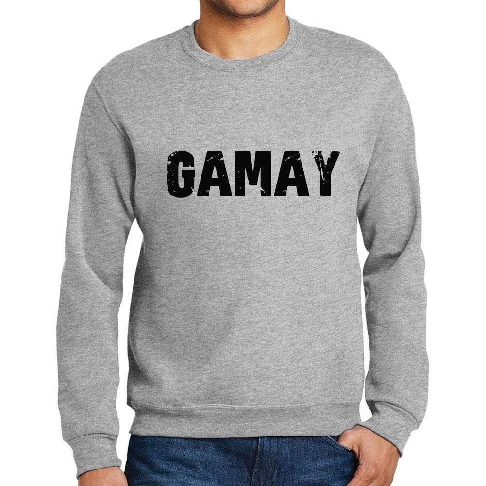 Mens Printed Graphic Sweatshirt Popular Words Gamay Grey Marl - Grey Marl / Small / Cotton - Sweatshirts