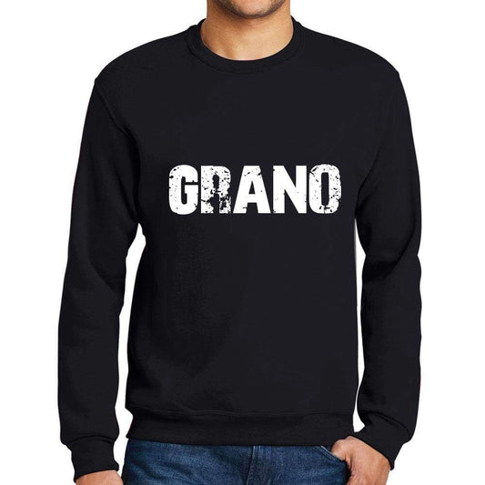 Mens Printed Graphic Sweatshirt Popular Words Grano Deep Black - Deep Black / Small / Cotton - Sweatshirts