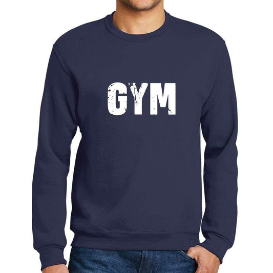 Mens Printed Graphic Sweatshirt Popular Words Gym French Navy - French Navy / Small / Cotton - Sweatshirts