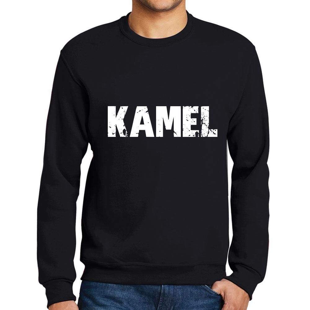Mens Printed Graphic Sweatshirt Popular Words Kamel Deep Black - Deep Black / Small / Cotton - Sweatshirts