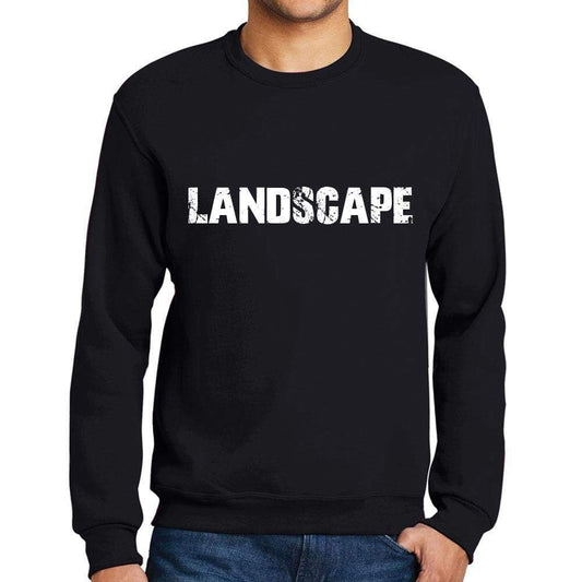Mens Printed Graphic Sweatshirt Popular Words Landscape Deep Black - Deep Black / Small / Cotton - Sweatshirts