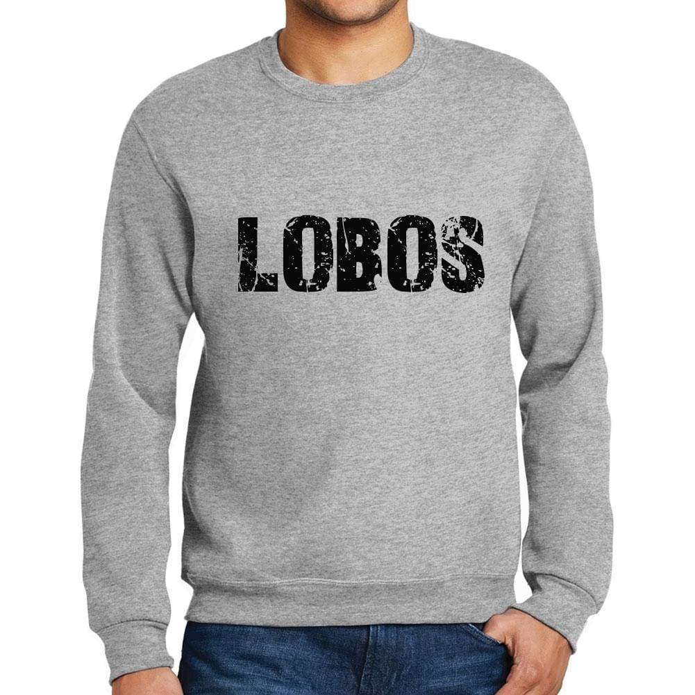 Mens Printed Graphic Sweatshirt Popular Words Lobos Grey Marl - Grey Marl / Small / Cotton - Sweatshirts