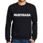 Mens Printed Graphic Sweatshirt Popular Words Madrugada Deep Black - Deep Black / Small / Cotton - Sweatshirts