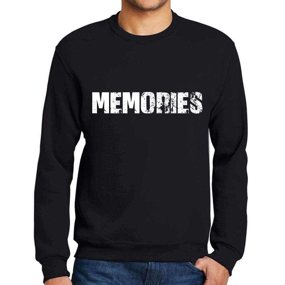 Mens Printed Graphic Sweatshirt Popular Words Memories Deep Black - Deep Black / Small / Cotton - Sweatshirts