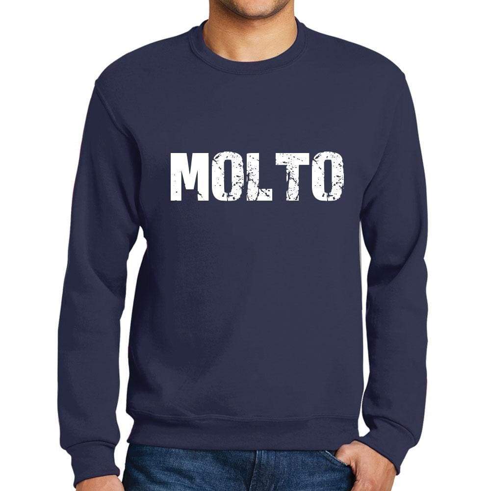 Mens Printed Graphic Sweatshirt Popular Words Molto French Navy - French Navy / Small / Cotton - Sweatshirts