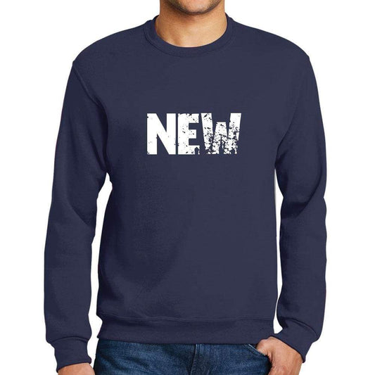 Mens Printed Graphic Sweatshirt Popular Words New French Navy - French Navy / Small / Cotton - Sweatshirts