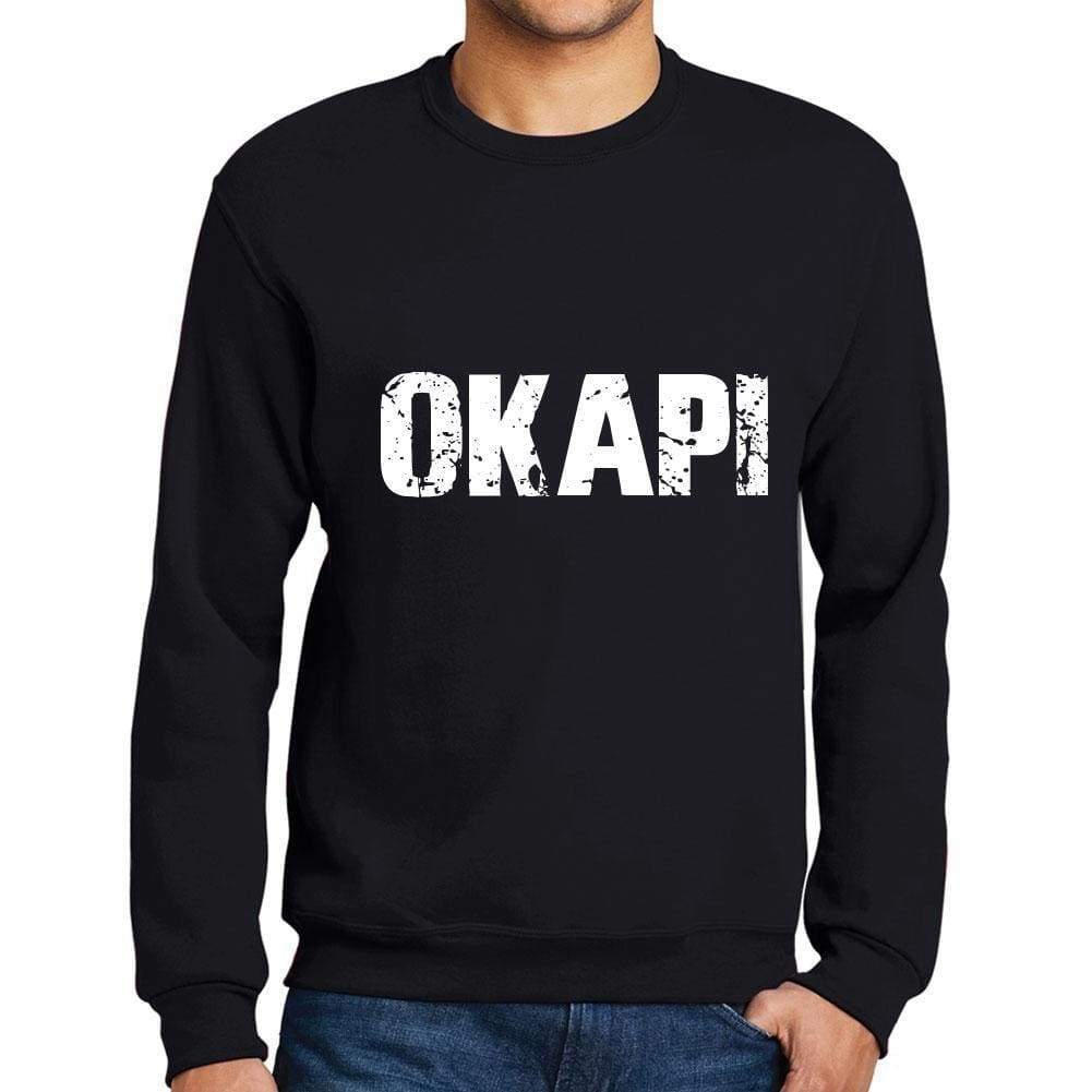 Mens Printed Graphic Sweatshirt Popular Words Okapi Deep Black - Deep Black / Small / Cotton - Sweatshirts