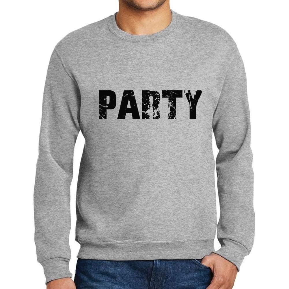 Mens Printed Graphic Sweatshirt Popular Words Party Grey Marl - Grey Marl / Small / Cotton - Sweatshirts