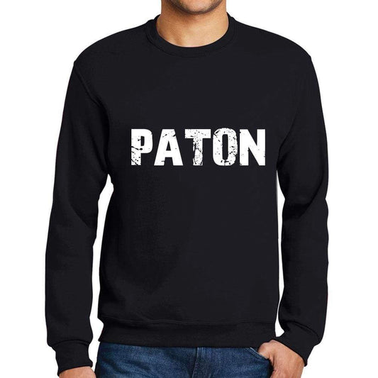 Mens Printed Graphic Sweatshirt Popular Words Paton Deep Black - Deep Black / Small / Cotton - Sweatshirts