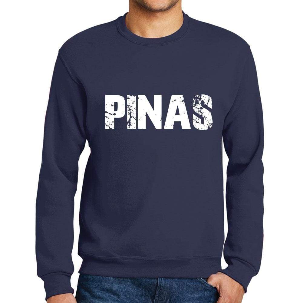 Mens Printed Graphic Sweatshirt Popular Words Pinas French Navy - French Navy / Small / Cotton - Sweatshirts