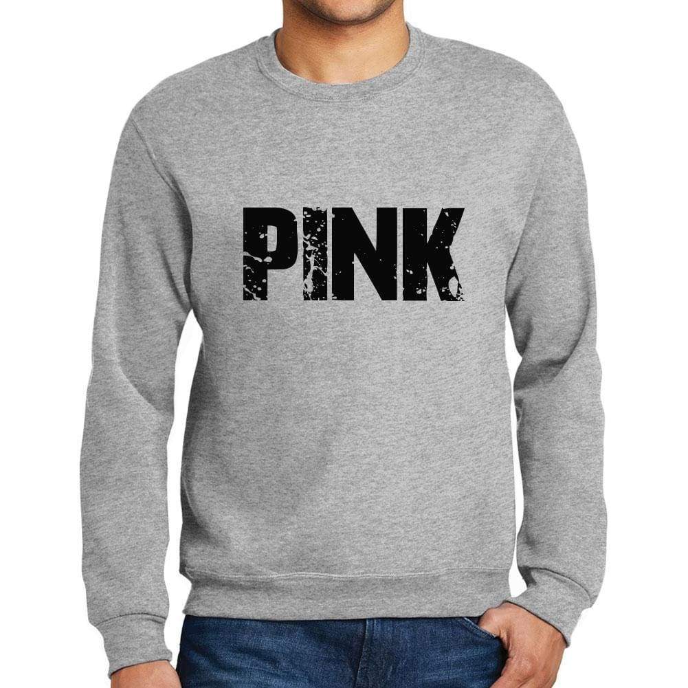 Mens Printed Graphic Sweatshirt Popular Words Pink Grey Marl - Grey Marl / Small / Cotton - Sweatshirts