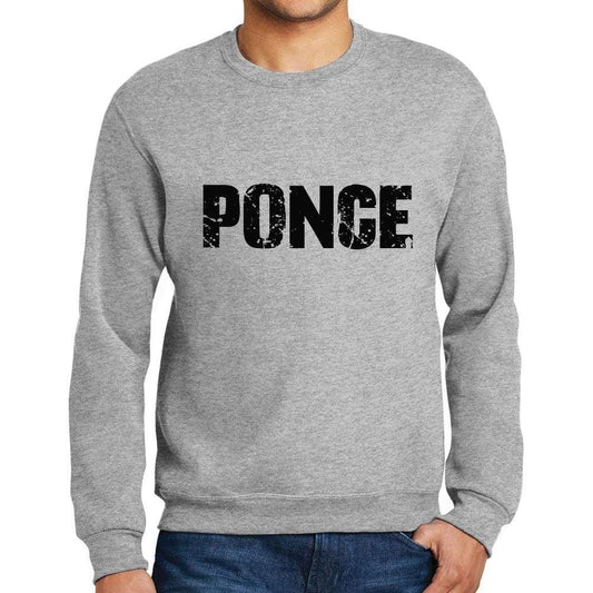 Mens Printed Graphic Sweatshirt Popular Words Ponce Grey Marl - Grey Marl / Small / Cotton - Sweatshirts