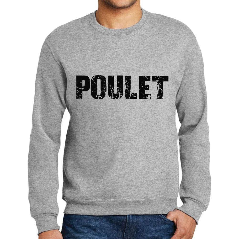 Mens Printed Graphic Sweatshirt Popular Words Poulet Grey Marl - Grey Marl / Small / Cotton - Sweatshirts