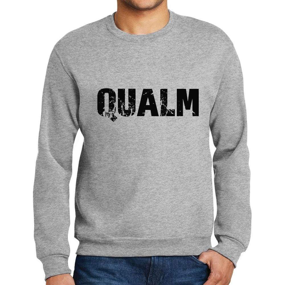 Mens Printed Graphic Sweatshirt Popular Words Qualm Grey Marl - Grey Marl / Small / Cotton - Sweatshirts