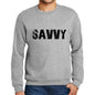 Mens Printed Graphic Sweatshirt Popular Words Savvy Grey Marl - Grey Marl / Small / Cotton - Sweatshirts