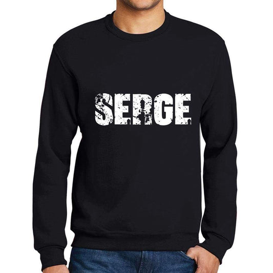 Mens Printed Graphic Sweatshirt Popular Words Serge Deep Black - Deep Black / Small / Cotton - Sweatshirts