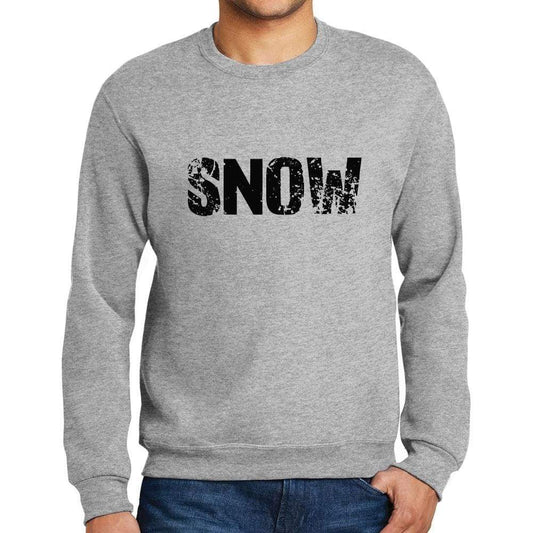 Mens Printed Graphic Sweatshirt Popular Words Snow Grey Marl - Grey Marl / Small / Cotton - Sweatshirts