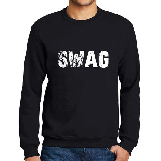 Mens Printed Graphic Sweatshirt Popular Words Swag Deep Black - Deep Black / Small / Cotton - Sweatshirts