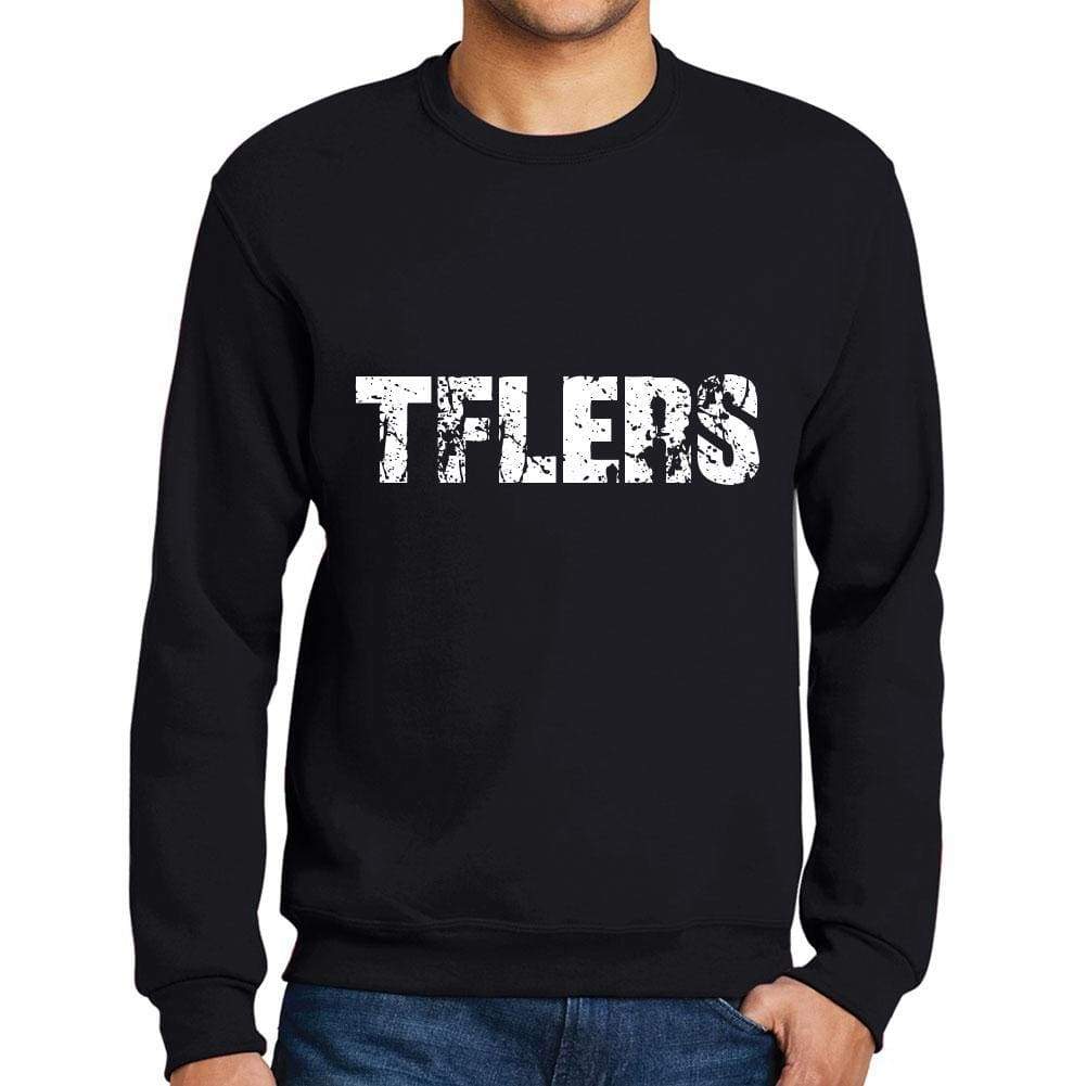 Mens Printed Graphic Sweatshirt Popular Words Tflers Deep Black - Deep Black / Small / Cotton - Sweatshirts