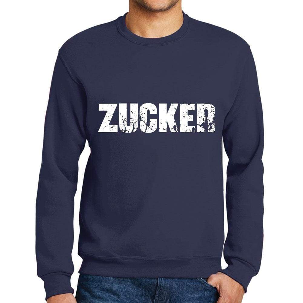 Mens Printed Graphic Sweatshirt Popular Words Zucker French Navy - French Navy / Small / Cotton - Sweatshirts