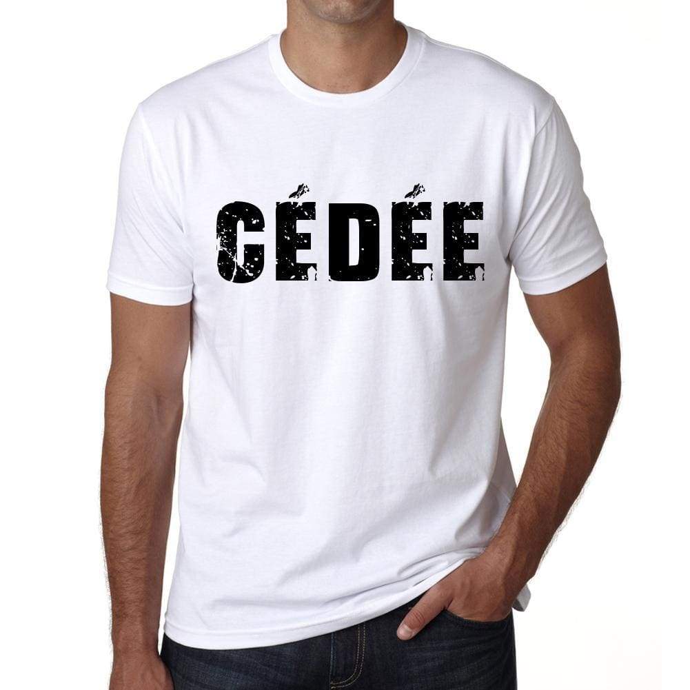 Mens Tee Shirt Vintage T Shirt Cédée X-Small White 00561 - White / Xs - Casual
