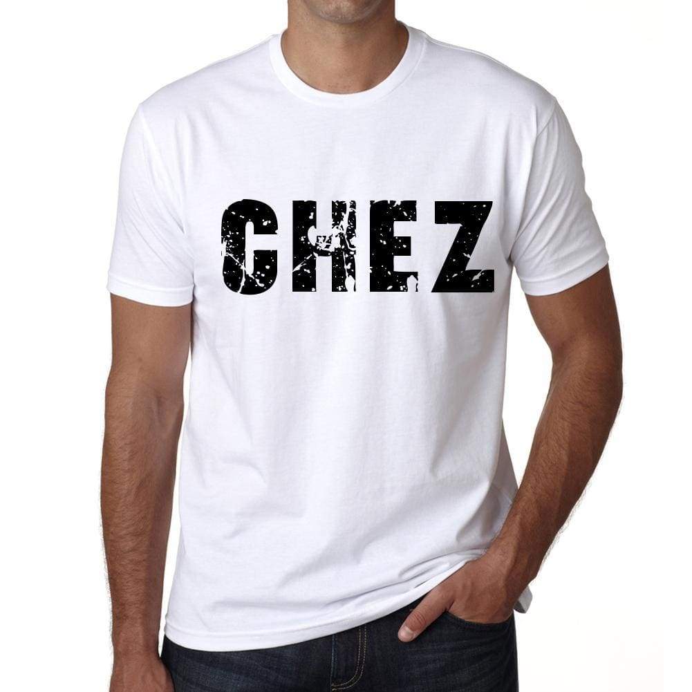 Mens Tee Shirt Vintage T Shirt Chez X-Small White 00560 - White / Xs - Casual