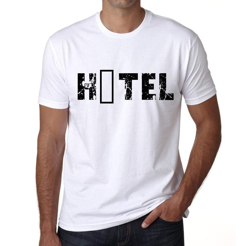 Mens Tee Shirt Vintage T Shirt Hôtel X-Small White 00561 - White / Xs - Casual
