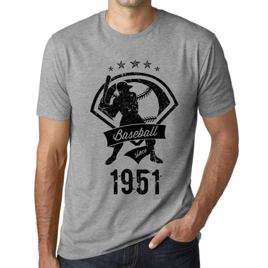 Mens Vintage Tee Shirt Graphic T Shirt Baseball Since 1951 Grey Marl - Grey Marl / Xs / Cotton - T-Shirt