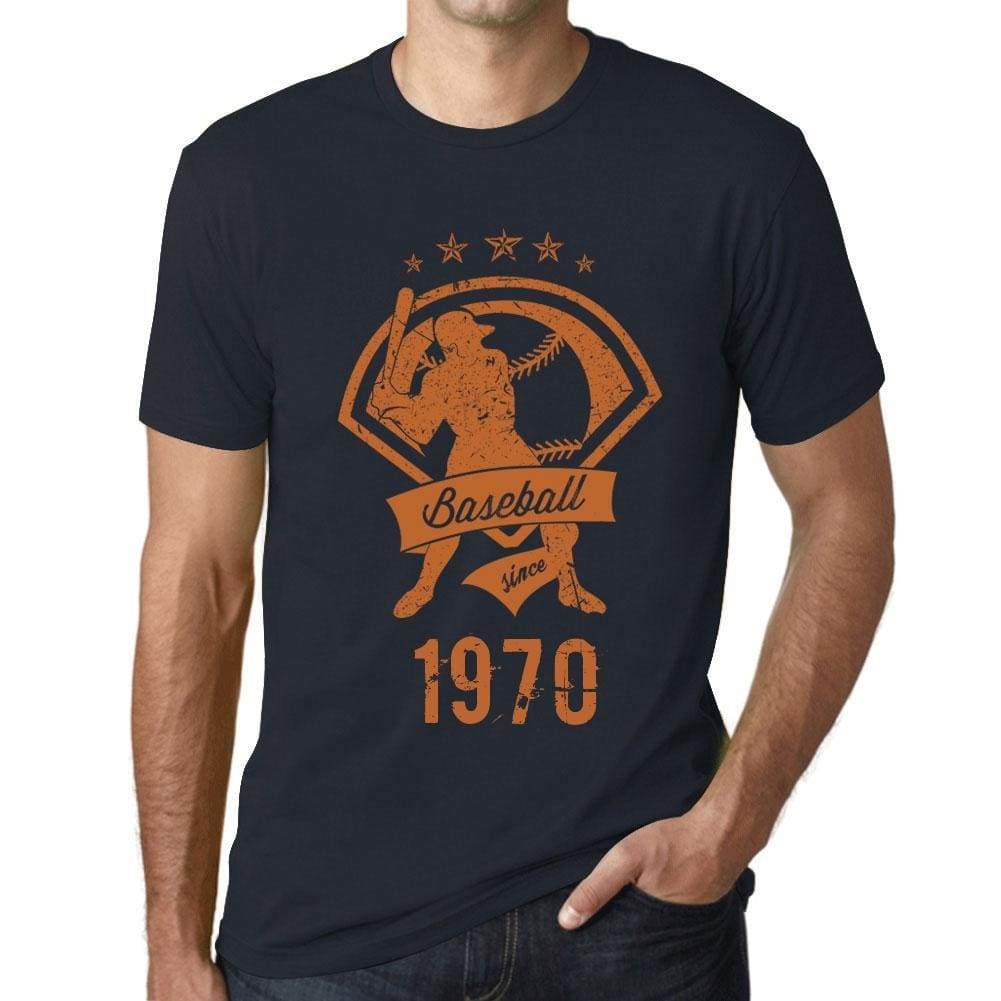 Mens Vintage Tee Shirt Graphic T Shirt Baseball Since 1970 Navy - Navy / Xs / Cotton - T-Shirt