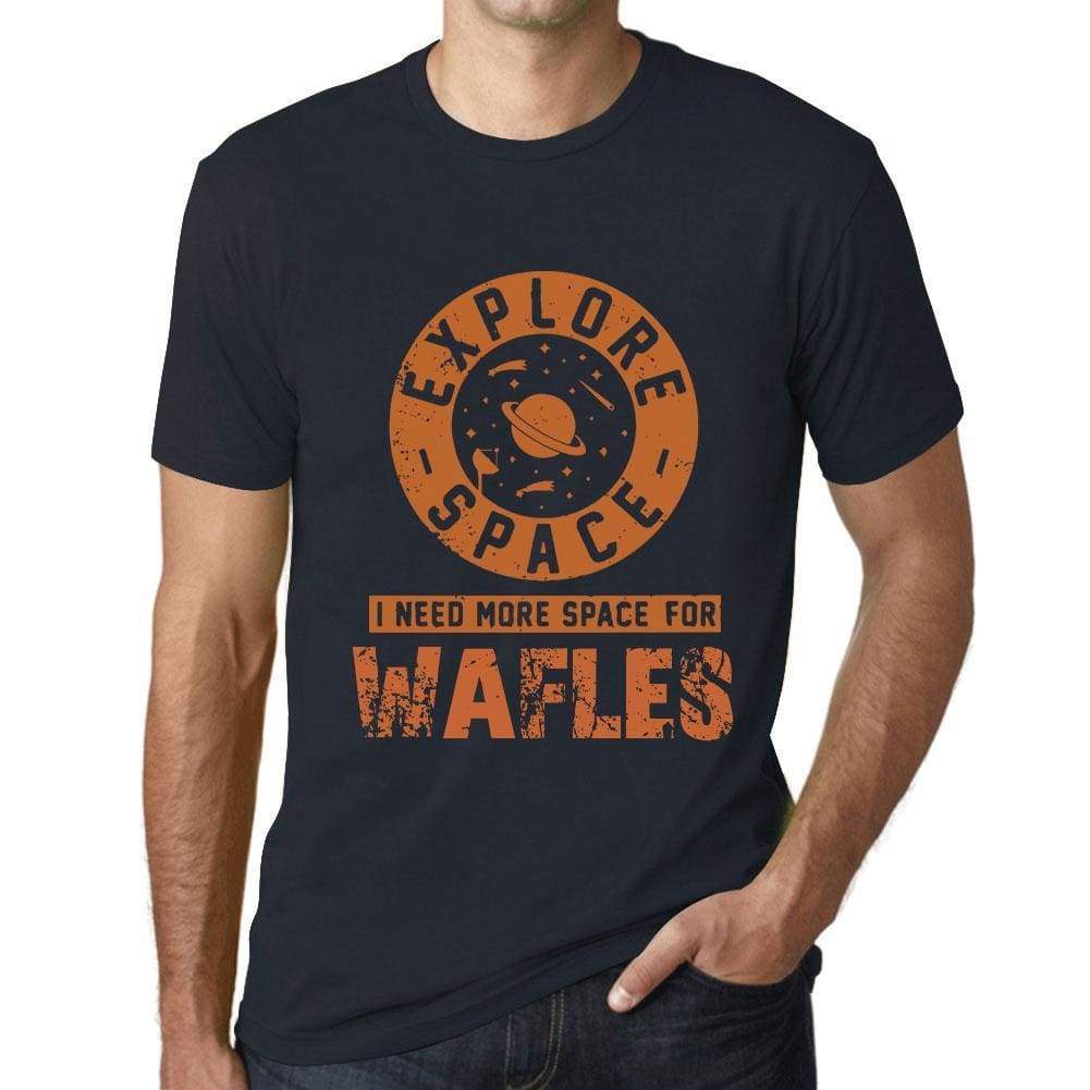 Mens Vintage Tee Shirt Graphic T Shirt I Need More Space For Wafles Navy - Navy / Xs / Cotton - T-Shirt