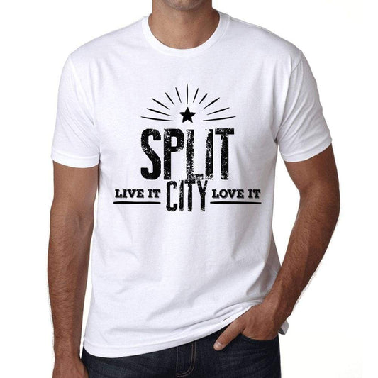 Mens Vintage Tee Shirt Graphic T Shirt Live It Love It Split White - White / Xs / Cotton - T-Shirt