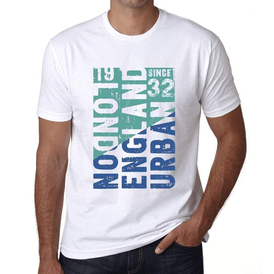 Mens Vintage Tee Shirt Graphic T Shirt London Since 32 White - White / Xs / Cotton - T-Shirt