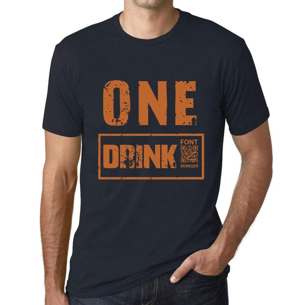 Mens Vintage Tee Shirt Graphic T Shirt One Drink Navy - Navy / Xs / Cotton - T-Shirt
